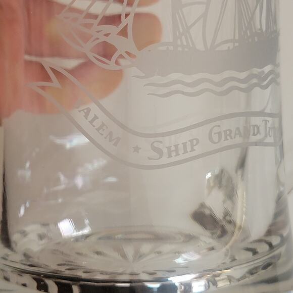 Glass Beer Stein Salem Ship Grand Turk 1786 ALWE W Germany Tankard Pewter Lid - Picture 13 of 14